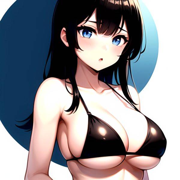 1girl O Absurdres Bikini Black Bikini Black Hair Blue Eyes Breasts Cleavage Collarbone Commentary Request Highres Large Breasts, 1811624955 - AI Hentai - aihentai.co on pornsimulated.com