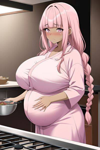 Anime Pregnant Huge Boobs 70s Age Sad Face Pink Hair Braided Hair Style Dark Skin Soft Anime Restaurant Front View Cooking Bathrobe 3662923774433850373 - AI Hentai - aihentai.co on pornsimulated.com