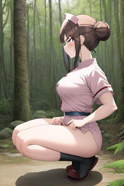 Anime Busty Small Tits 18 Age Angry Face Brunette Hair Bun Hair Style Light Skin Soft + Warm Jungle Side View Squatting Nurse 3663055200434926084 - AI Hentai - aihentai.co on pornsimulated.com