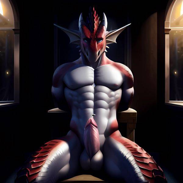Anthro Dragon Male Solo Abs Muscular Dragon Penis Genital Slit Furry Sitting Realistic Scales Detailed Scales Texture 1 4 Detail, 1766852349 - AI Hentai - aihentai.co on pornsimulated.com