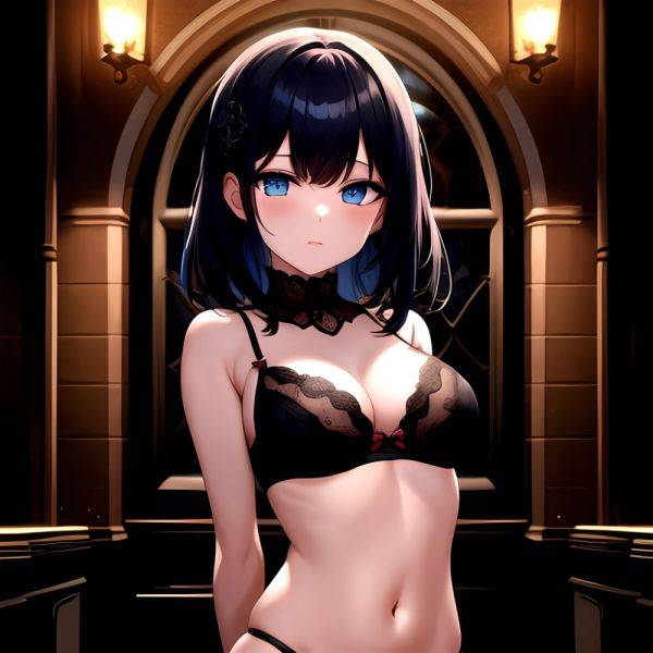 1girl Solo Gothic Emo Lingerie Arms Behind Back Facing The Viewer Blue Eyes, 107882825 - AI Hentai - aihentai.co on pornsimulated.com