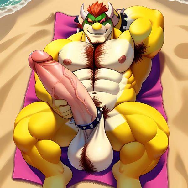 Bowser Laying On The Beach Yellow Skin Laying On A Towel Nude Beach Big Balls Big Penis Nipples Veins Muscles, 411379838 - AI Hentai - aihentai.co on pornsimulated.com