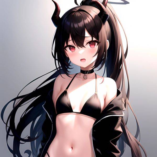 Kayoko Blue Archive 1girl Alternate Costume Bare Shoulders Bikini Black Bikini Black Choker Black Hair Black Horns Black Jacket, 3963707874 - AI Hentai - aihentai.co on pornsimulated.com