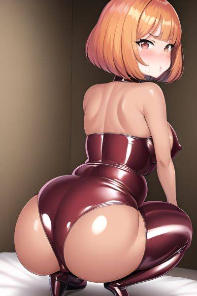 Anime Pregnant Small Tits 60s Age Pouting Lips Face Ginger Bobcut Hair Style Dark Skin Soft + Warm Bedroom Back View Squatting Latex 3662931505375134271 - AI Hentai - aihentai.co on pornsimulated.com