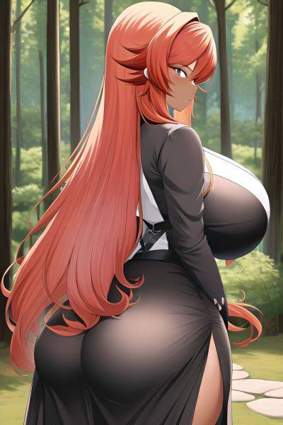 Anime Busty Huge Boobs 30s Age Serious Face Ginger Straight Hair Style Dark Skin Crisp Anime Forest Back View Gaming Goth 3663546117702519502 - AI Hentai - aihentai.co on pornsimulated.com