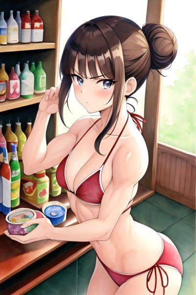 Anime Muscular Small Tits 60s Age Serious Face Brunette Hair Bun Hair Style Light Skin Watercolor Grocery Front View Yoga Bikini 3663770314086251429 - AI Hentai - aihentai.co on pornsimulated.com