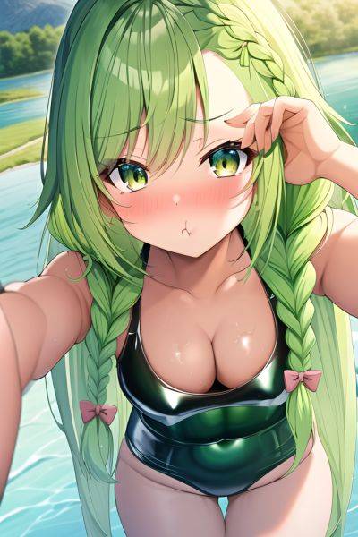 Anime Busty Small Tits 18 Age Pouting Lips Face Green Hair Braided Hair Style Dark Skin Illustration Lake Close Up View Working Out Latex 3663990645899232330 - AI Hentai - aihentai.co on pornsimulated.com