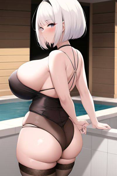 Anime Busty Huge Boobs 50s Age Seductive Face White Hair Bobcut Hair Style Light Skin Soft Anime Party Back View Bathing Stockings 3664079551723650817 - AI Hentai - aihentai.co on pornsimulated.com