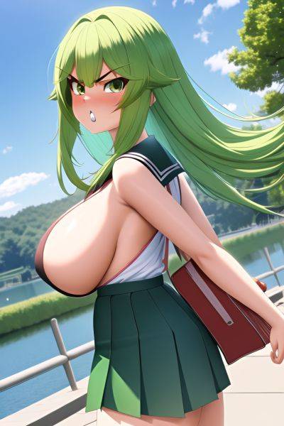 Anime Skinny Huge Boobs 70s Age Angry Face Green Hair Bangs Hair Style Light Skin 3d Lake Back View Jumping Schoolgirl 3664435176996608791 - AI Hentai - aihentai.co on pornsimulated.com