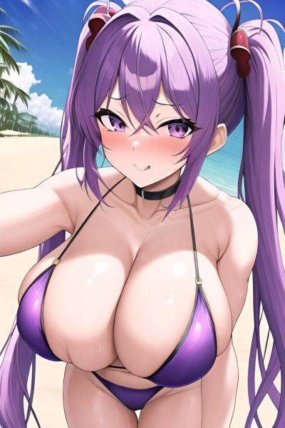 Anime Muscular Huge Boobs 50s Age Ahegao Face Purple Hair Pigtails Hair Style Light Skin Comic Beach Close Up View T Pose Teacher 3664725085317170550 - AI Hentai - aihentai.co on pornsimulated.com