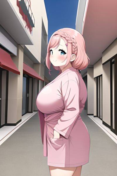 Anime Chubby Small Tits 50s Age Happy Face Pink Hair Braided Hair Style Light Skin Dark Fantasy Mall Side View T Pose Bathrobe 3664582064508331295 - AI Hentai - aihentai.co on pornsimulated.com