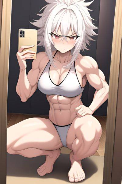 Anime Muscular Small Tits 50s Age Serious Face White Hair Messy Hair Style Light Skin Mirror Selfie Beach Front View Squatting Goth 3665011131747718610 - AI Hentai - aihentai.co on pornsimulated.com