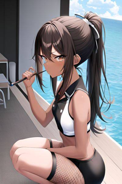 Anime Skinny Small Tits 80s Age Serious Face Brunette Ponytail Hair Style Dark Skin Black And White Yacht Side View Squatting Fishnet 3665030457479881761 - AI Hentai - aihentai.co on pornsimulated.com