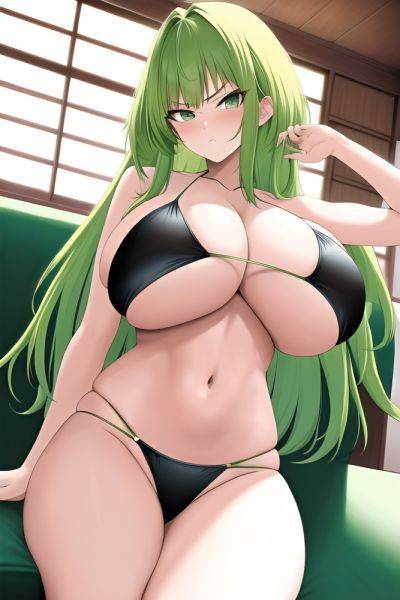 Anime Skinny Huge Boobs 70s Age Serious Face Green Hair Bangs Hair Style Light Skin Film Photo Couch Front View Jumping Bikini 3665084576248369148 - AI Hentai - aihentai.co on pornsimulated.com