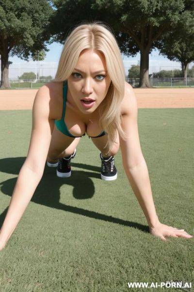 Gystyle, on all fours, blonde, pov, park, shocked - ai-porn.ai on pornsimulated.com