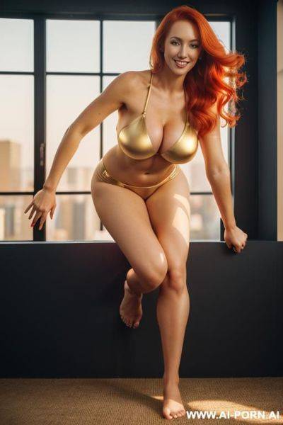 Red hair standing up cross legged - ai-porn.ai on pornsimulated.com