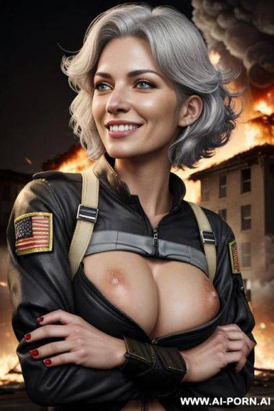 Firefighter, firefighters jacket, firefighter, firefighters uniform, massive boobs, - ai-porn.ai on pornsimulated.com