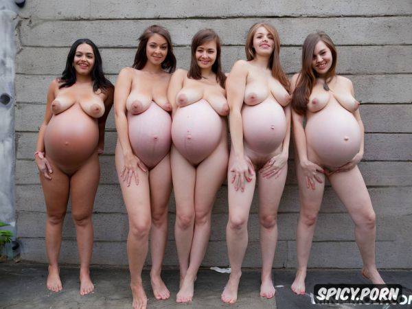 A group of years old and pregnant teens with huge tits posing in front of a wall - spicy.porn on pornsimulated.com