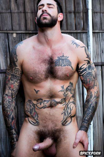 Hombre solo super realista cuerpo atletico musculoso barba cerrada musculoso barzos tatuados desnudo superdotado pene grande erecto xxl - spicy.porn on pornsimulated.com