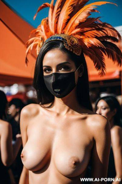 Naked woman with masked face, carnival - ai-porn.ai on pornsimulated.com