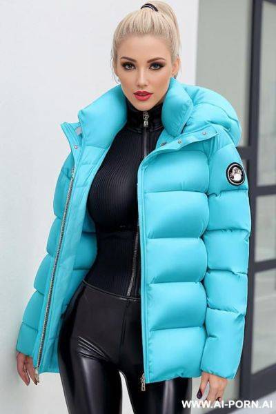 Blond ponytail 20 (((oh yes deeper))), huge oversized puffer jacket - ai-porn.ai on pornsimulated.com