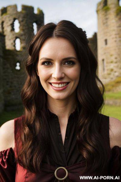 Eye contact welsh castle ruins traditional welsh costume - ai-porn.ai on pornsimulated.com