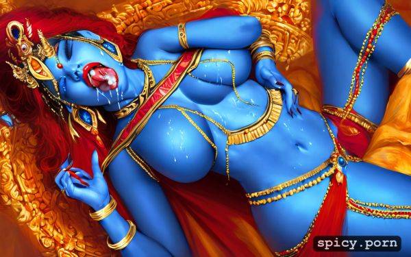 Hindu godess, red lipstick, kali mata, huge breasts, sucking big thick dick - spicy.porn on pornsimulated.com