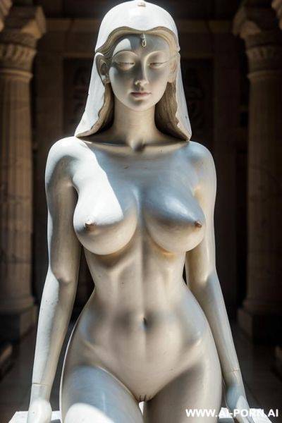 ((extremely rough white cloth of nude statue)), extreamly ornate artwork, (((beautiful breasts))), totally nude, entirely naked, naked, braless, exposed breasts, visible open pussy, full body view, - ai-porn.ai - Egypt on pornsimulated.com