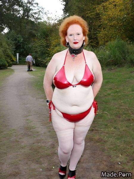 Bikini standing woman park lipstick caucasian fairer skin AI porn - made.porn on pornsimulated.com