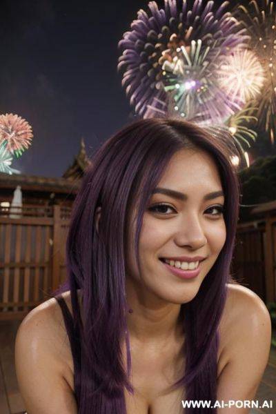 Elaborate flowing purple hair, glamor, bend down, sacred shrine, - ai-porn.ai on pornsimulated.com