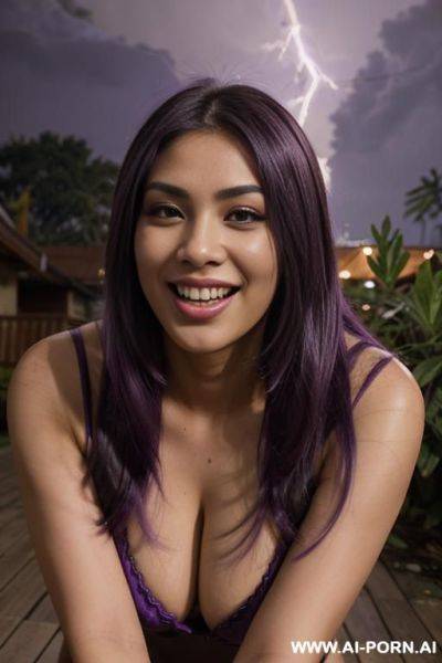 Elaborate flowing purple hair, glamor, bend down, outdoor, ultrahigh definition, - ai-porn.ai on pornsimulated.com