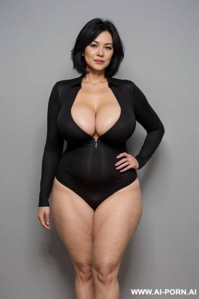 Granny wide hips, full body, black hair, big boobs , old face, tall - ai-porn.ai on pornsimulated.com