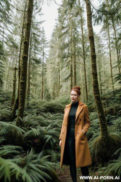 Slender, elegant, german, ginger, forest, undergrowth, coat - ai-porn.ai - Germany on pornsimulated.com