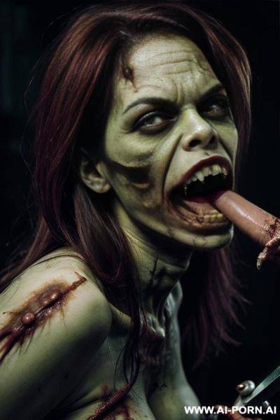 ((a female angry zombie brutally bites a dick with her razor-sharp teeth)) - ai-porn.ai on pornsimulated.com