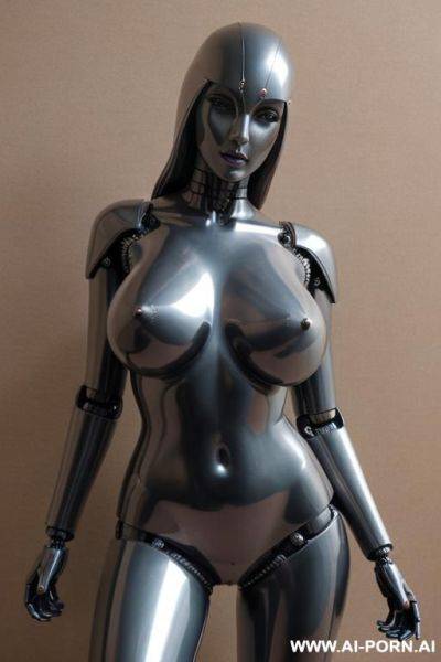 Robot statue of naked woman, ((looking at the camera)), ((eyes contact)), full body view, hard nipples, open vagina, human vagina, - ai-porn.ai on pornsimulated.com