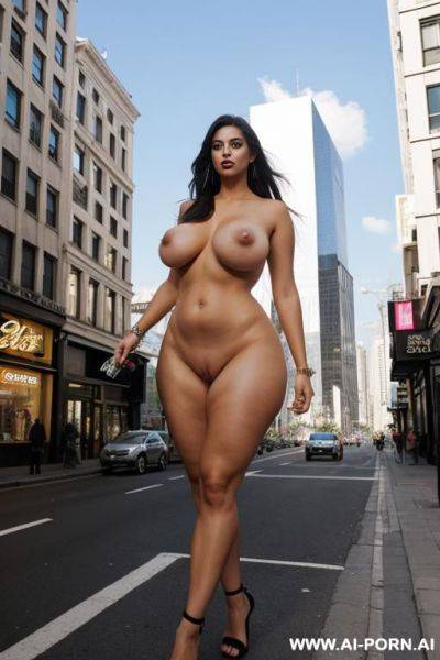 Giant naked woman, very giant, city street - ai-porn.ai on pornsimulated.com