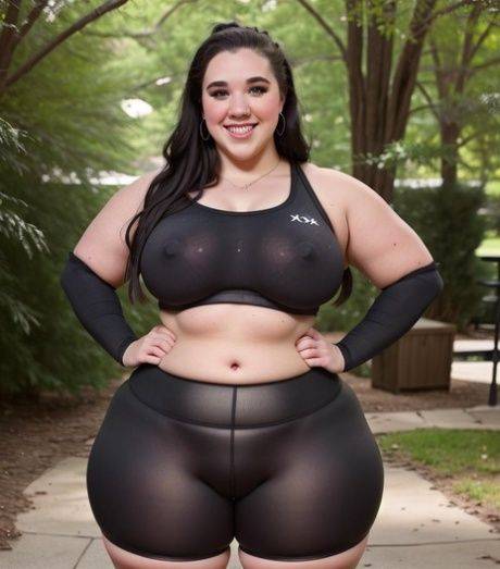 Kinky AI generated BBW exposes her huge juggs and bubble ass outdoors - pornpics.com on pornsimulated.com