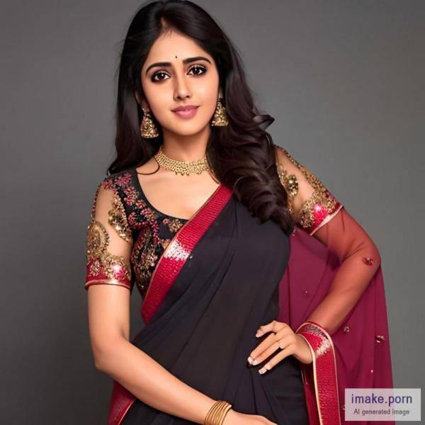 Genelia D Souza with devil horns and wearing black saree kurta - imake.porn on pornsimulated.com