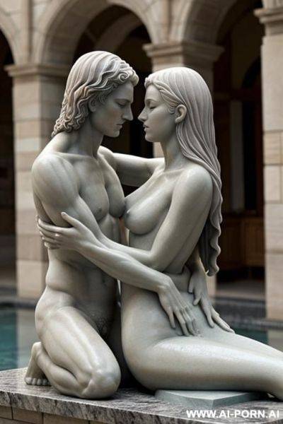 ((two beautiful naked stone figures)), man and woman having sex - ai-porn.ai on pornsimulated.com