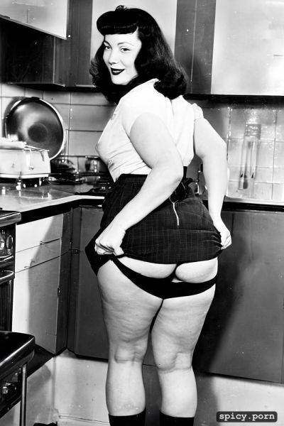 Black and white, shaved, betty page, housewife, ultradetailed 1950s - spicy.porn on pornsimulated.com