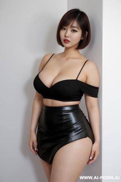Tall woman, (((black heels))), perfect legs, lipsik, pixie brown, very gigantic boobs - ai-porn.ai on pornsimulated.com
