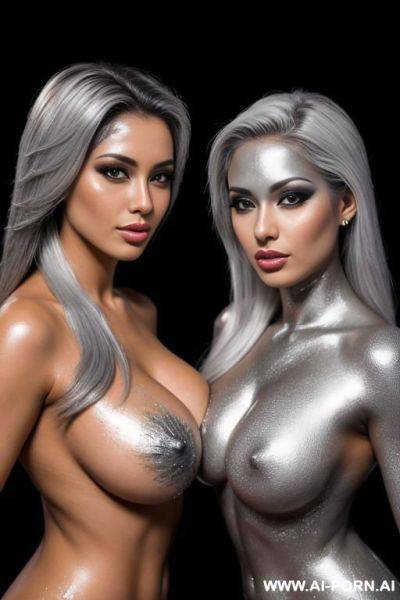 Multiple gorgeous brazilian bimbos completely covered in silver bodypaint - ai-porn.ai - Brazil on pornsimulated.com