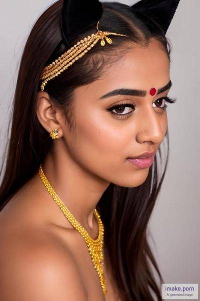 Indian girl with cat ears and gold jewels and red headed pony... - imake.porn - India on pornsimulated.com