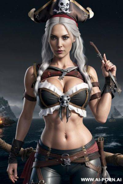 (slutty knightess) (winter wilderness) (magic runes) (croptop, white hair) - ai-porn.ai on pornsimulated.com