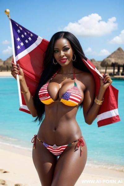 African, milf, bimbo, flag bikini - ai-porn.ai on pornsimulated.com