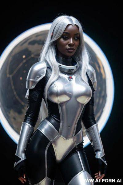 Drow in spacesuit armour. silver hair. - ai-porn.ai on pornsimulated.com