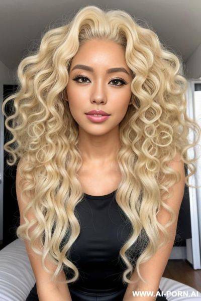 Fluffy thick full-bodied voluminous bouncy classic curly platinum blonde hair, japanese, skin, giant soft blonde curls, big delicious fluffy curly blonde hair, big sexy curly hair, big curly hair, big hair - ai-porn.ai - Japan on pornsimulated.com