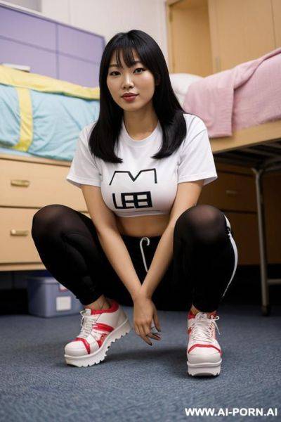 Asian woman, squat, platform sneakers - ai-porn.ai on pornsimulated.com