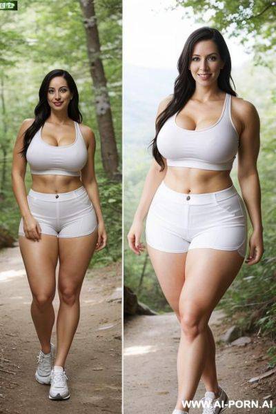 Suburban mom, thick thighs, sexy tight shorts, hiking - ai-porn.ai on pornsimulated.com