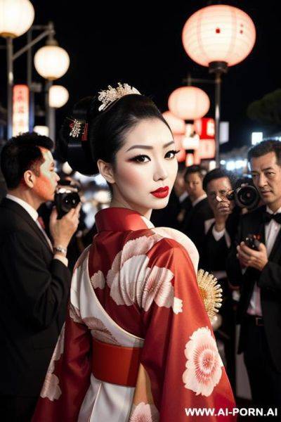 Beautiful japanese woman, red gown mermaid long kimono, full body, (masterpiece), best quality, perfect face - ai-porn.ai - Japan on pornsimulated.com